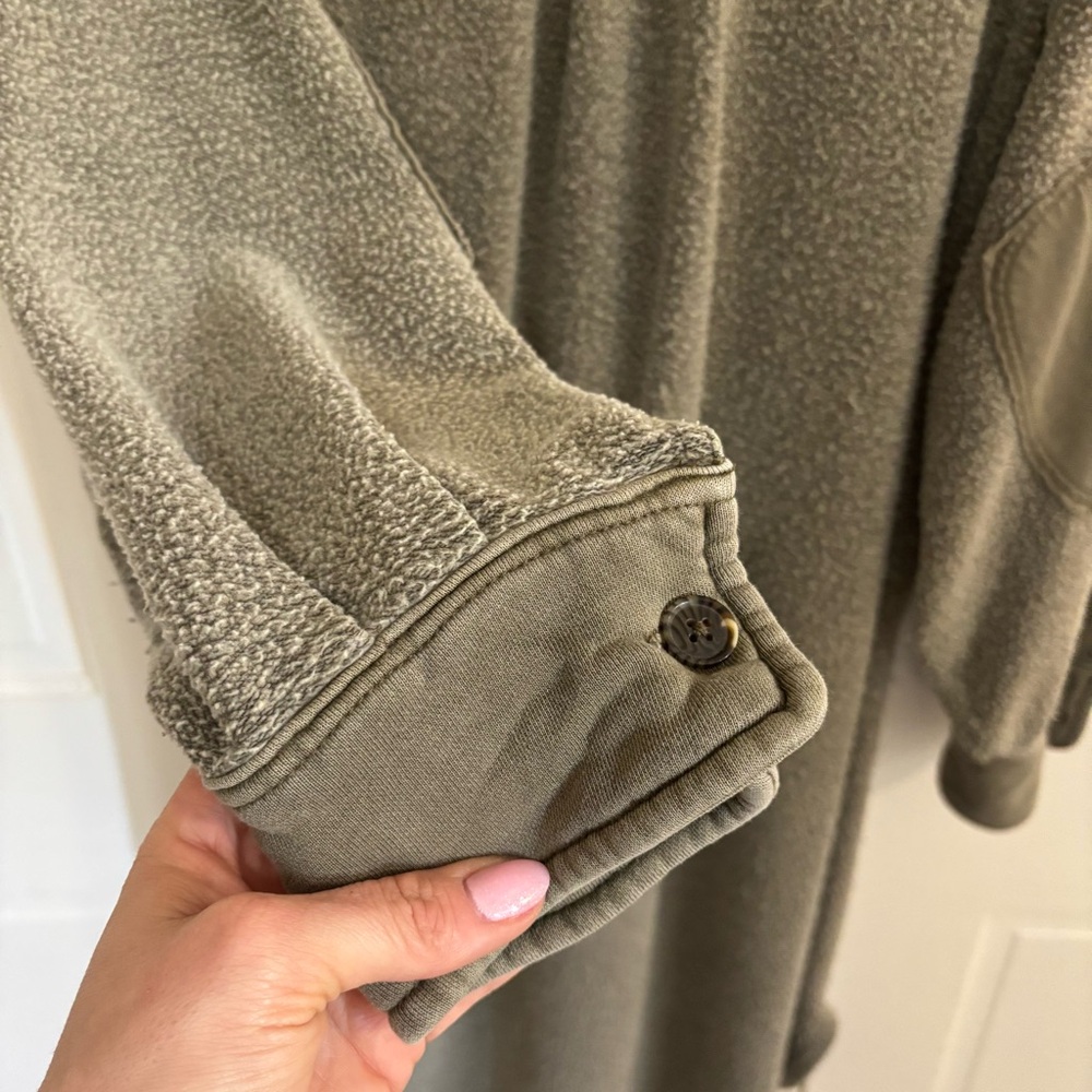 Free People Long Ruby Jacket Size XS Dirty Olive Green Fleece - Picture 8 of 15